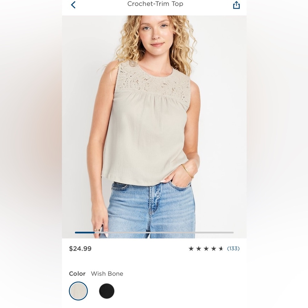 NWOT Old Navy Crochet Trim Top